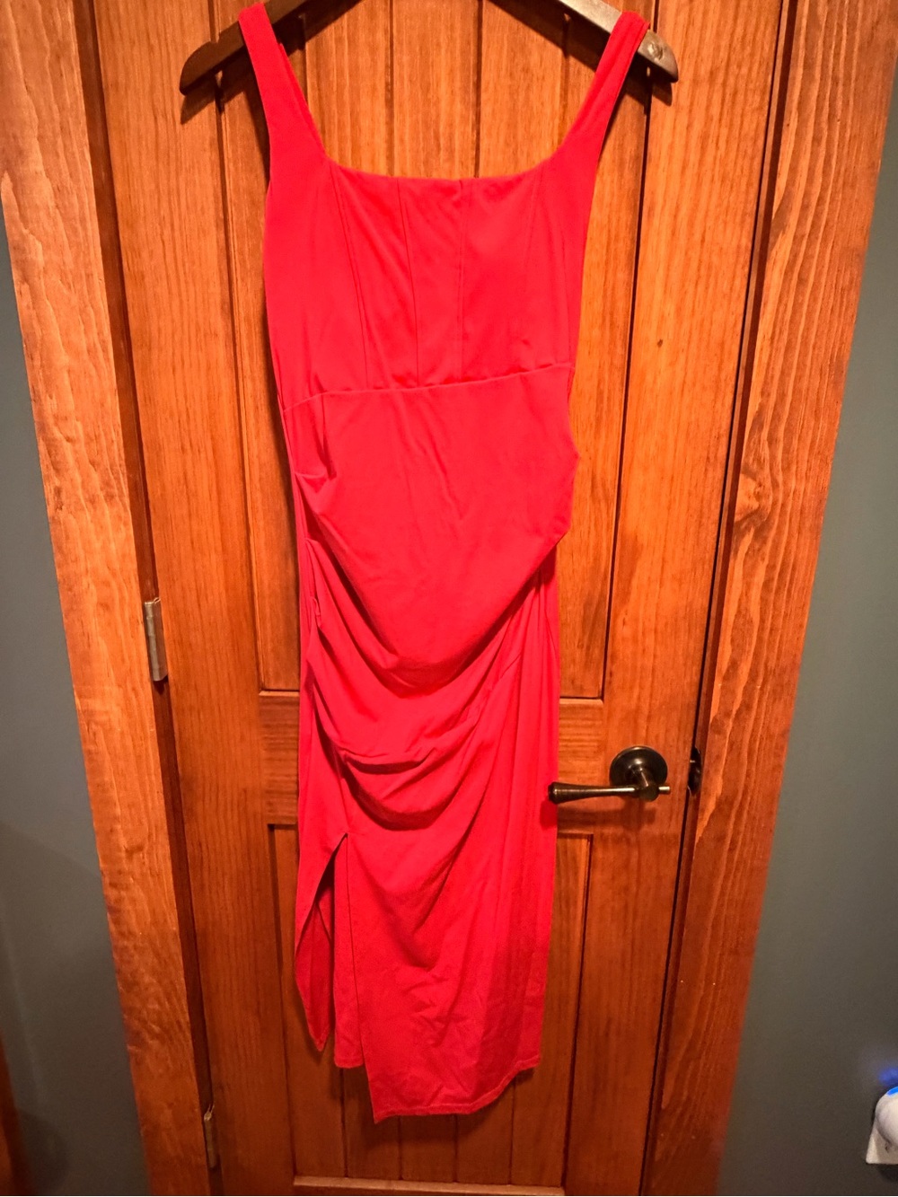 HALARA Red Sleeveless Draped Maxi Dress
